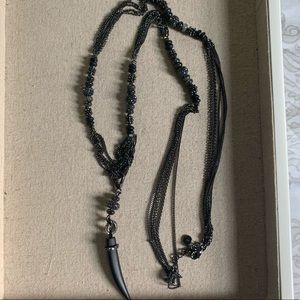 Stella & Dot Black Beaded and Chain Necklace